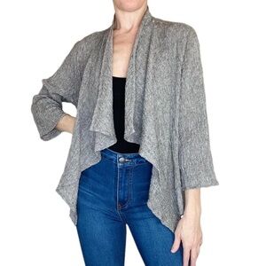 Beau Jours Dark Grey Linen Minimalist Open Cardigan